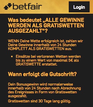 Betfair AGB Quotenboost mobil