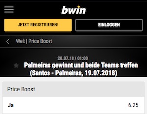 Bwin Price Boost Screenshot