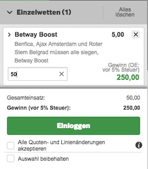 Betway Quotenboost zur CL-Qualifikation 2018-2019