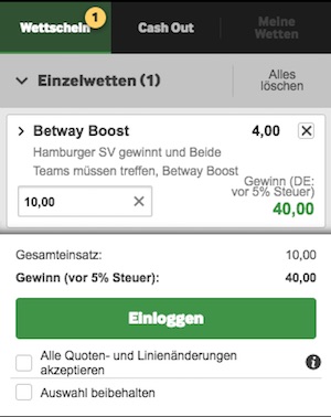 Betway Quotenboost zu HSV gegen Bielefeld