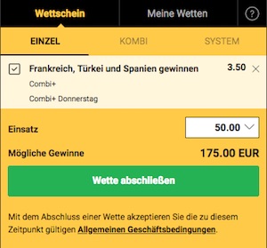 Bwin Priceboost zu Spanien, Frankreich, Tuerkei