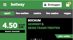 Bochum gegen Darmstadt Betway Quotenboost