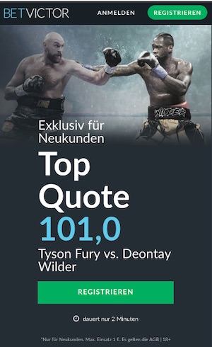 Betvictor Quotenboost zu Fury gegen Wilder