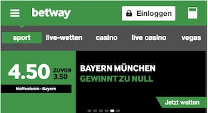 Betway Quotenboost zu Hoffenheim vs. Bayern München