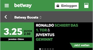 Juventus vs. Chievo Verona Quotenboost bei Betway