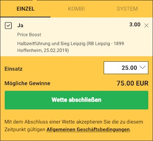 Bwin Price Boost Leipzig vs. Hoffenheim