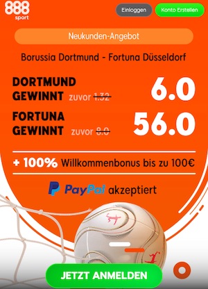 888sport Quotenboost zu BVB vs. Fortuna Düsseldorf