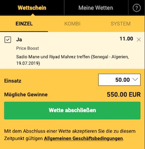 Bwin Price Boost Afrika Cup Finale