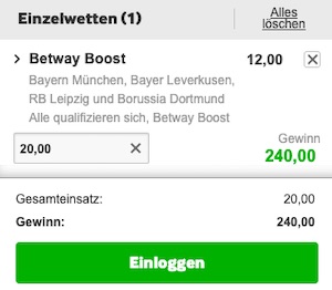 Wettschein Betway