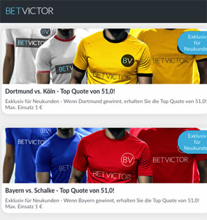 BetVictor erhöhte Quoten anmelden