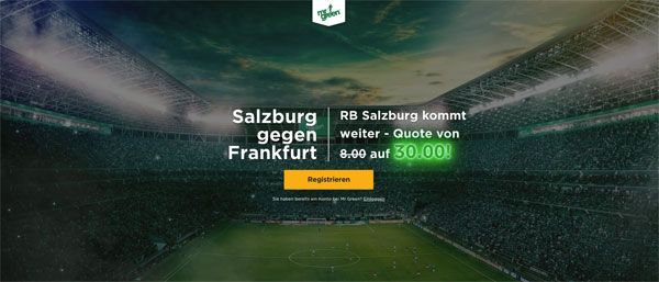 Mr Green Salzburg Frankfurt Aufstieg Wetten verbesserte Quote