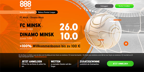 Minsker Derby Wetten FK Minsk Dinamo Minsk verbesserte Quoten Fußball Weißrussland