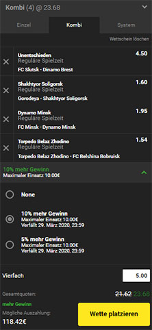 Unibet Profit Boost Quotenboost erhöhter Gewinn