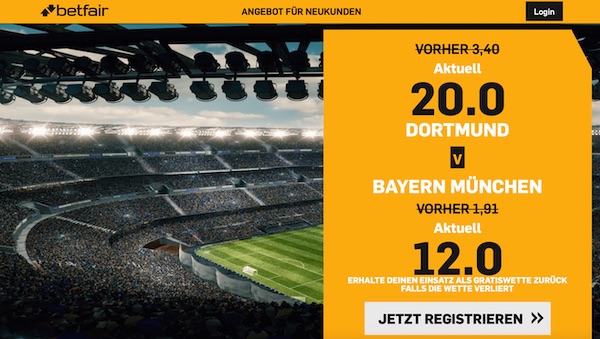 Dortmund - Bayern Wetten Klassiker verbesserte Quote Betfair
