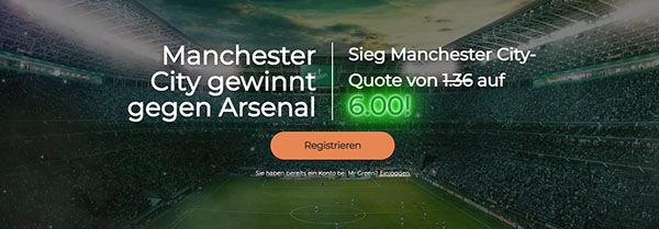 Man CIty Arsenal Wetten verbesserte Quoten