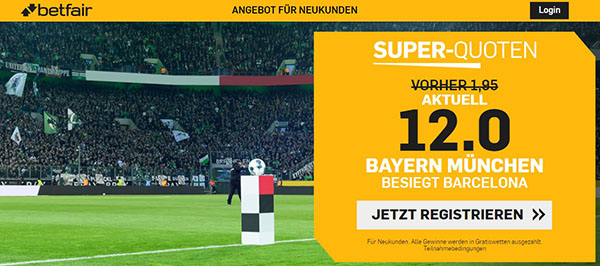 Betfair Topquote Bayern besiegt Barcelona Champions League Viertelfinale Wetten