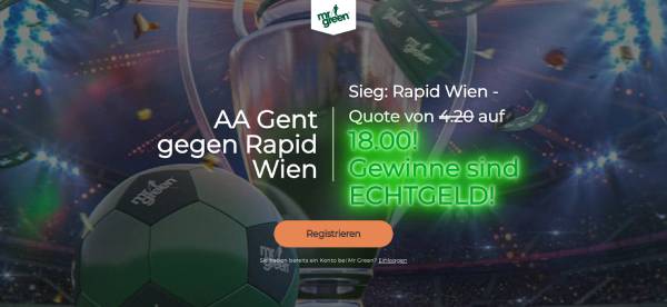 Mr Green Topquote Rapid besiegt Gent Wetten verbesserte Quote CL-Quali