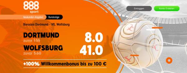 Dortmund - Wolfsburg Wetten verbesserte Quote 888sport