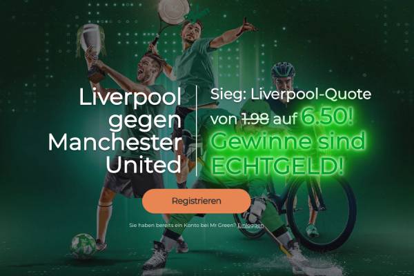 Mr Green verbesserte Quote Liverpool Man United Wetten