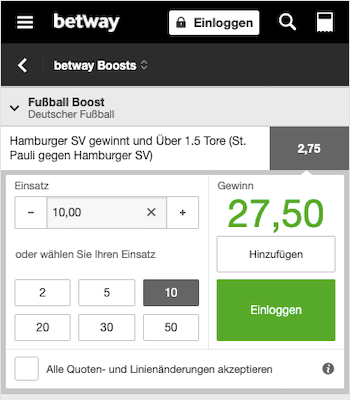 Fette Wettquote für den HSV gegen St. Pauli mit dem Betway Quotenboost