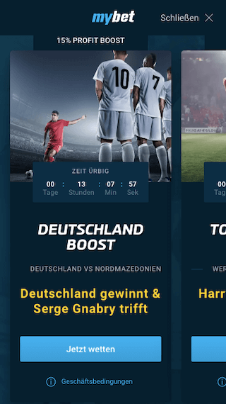 Verbesserte Wettquote für Deutschland und ein Tor von Serge Gnabry in der WM Quali 2022 mit Mybet Quotenboost