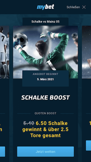 Top-Quote für Schalke gegen Mainz mit Mybet Quotenboost