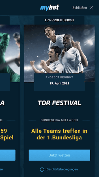 Höhere Wettquote beim Tor-Festival in der deutschen Bundesliga mit Mybet Quotenboost