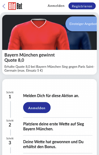 Top-Quote für die Bayern gegen Paris Saint-Germain mit Bildbet Quotenboost