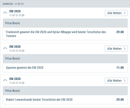 Top-Wettquote für Frankreich und Kylian Mbappe bei der EURO 2020 mit Sportingbet Quotenboost