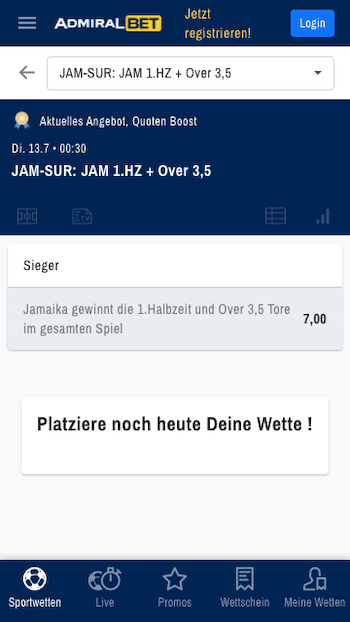 Erhöhte Wettquote für Jamaika - Suriname beim Gold Cup 2021 mit Admiralbet Quotenboost