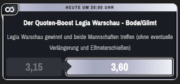 Top-Quote für Legia Warschau - Bodo/Glimt mit dem Winamax Quotenboost in der UCL Qualifikation