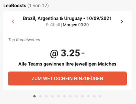 Jeden Tag Top-Quoten und LeoVegas Quotenboosts sichern