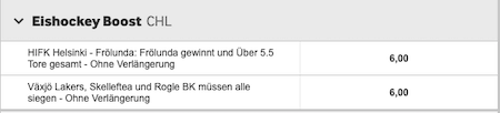 Top-Quoten für die CHL am 5. Oktober mit Betway Quotenboost