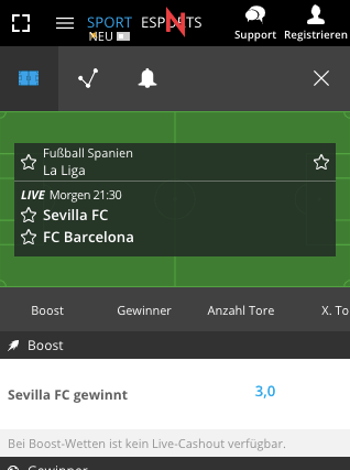 LaLiga Top-Quote für FC Sevilla vs. FC Barcelona mit Neobet Quotenboost