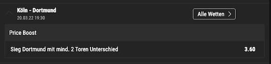 Stark verbesserte Quote für Köln - BVB mit Bwin Quotenboost