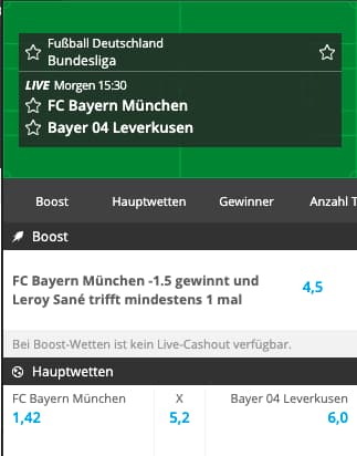 Top-Quoten für Bayern München gegen Bayer Leverkusen mit Neobet Quotenboost