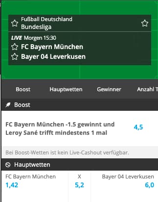 Top-Quoten für Bayern München gegen Bayer Leverkusen mit Neobet Quotenboost