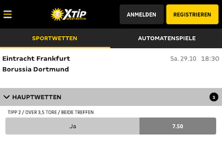 Top-Quote für Eintracht Frankfurt - Borussia Dortmund mit Merkur Sports Quotenboost