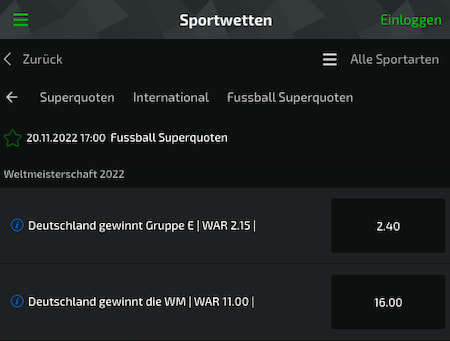 Top-Quoten für WM-Titel und Gruppensieg von Deutschland mit Mobilebet Quotenboost