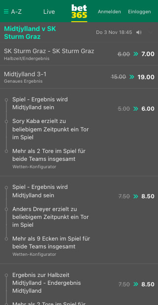 Top-Quote für Midtjylland - Sturm Graz mit Bet365 Quotenboost