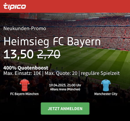 Neukunden-Promo bringt Top-Quote mit Tipico Quotenboost