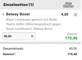 Gladbach Leverkusen Superboost bei Betway