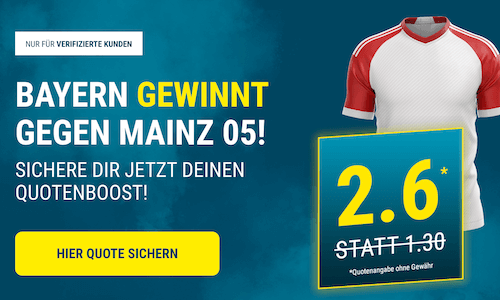 Wettboost zu Mainz gegen Bayern bei sportwetten.de