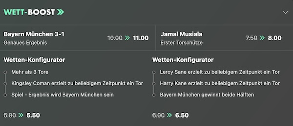 Bet365 Wettboosts zu Augsburg vs Bayern
