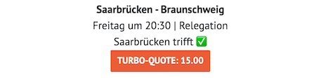Boost für Saarbrücken - Braunschweig in der 2. Bundesliga Relegation bei ODDSET