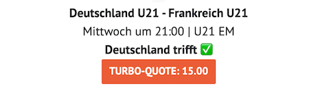 Boost bei ODDSET zum U21-EM-Halbfinale zwischen Deutschland und Frankreich