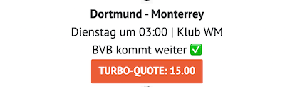 Boost auf den BVB bei ODDSET gegen Monterrey