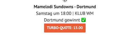 Boost bei ODDSET zu Sundowns gegen Dortmund bei der Klub WM