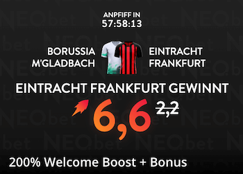 Neobet Boost zu Gladbach gegen Frankfurt am 27.9.2025