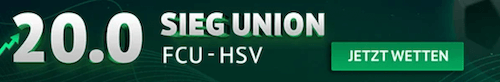 ODDSET erhöht euch die Quote auf Union Berlin gegen den HSV auf 20,00